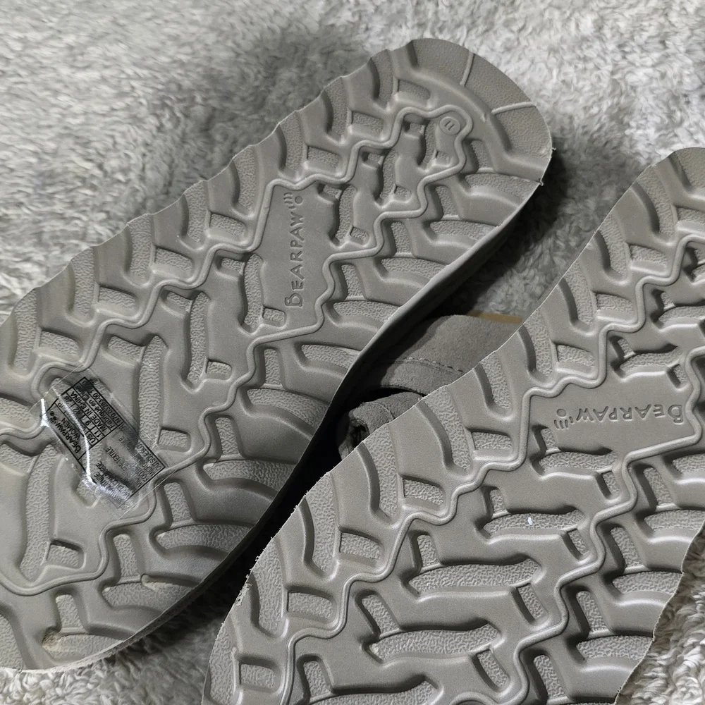 BearPaw Light Gray Suede Platform Slide Sandals - Picture 2 of 2